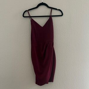 Lulu's Deep Red Mini Dress with Spaghetti Straps